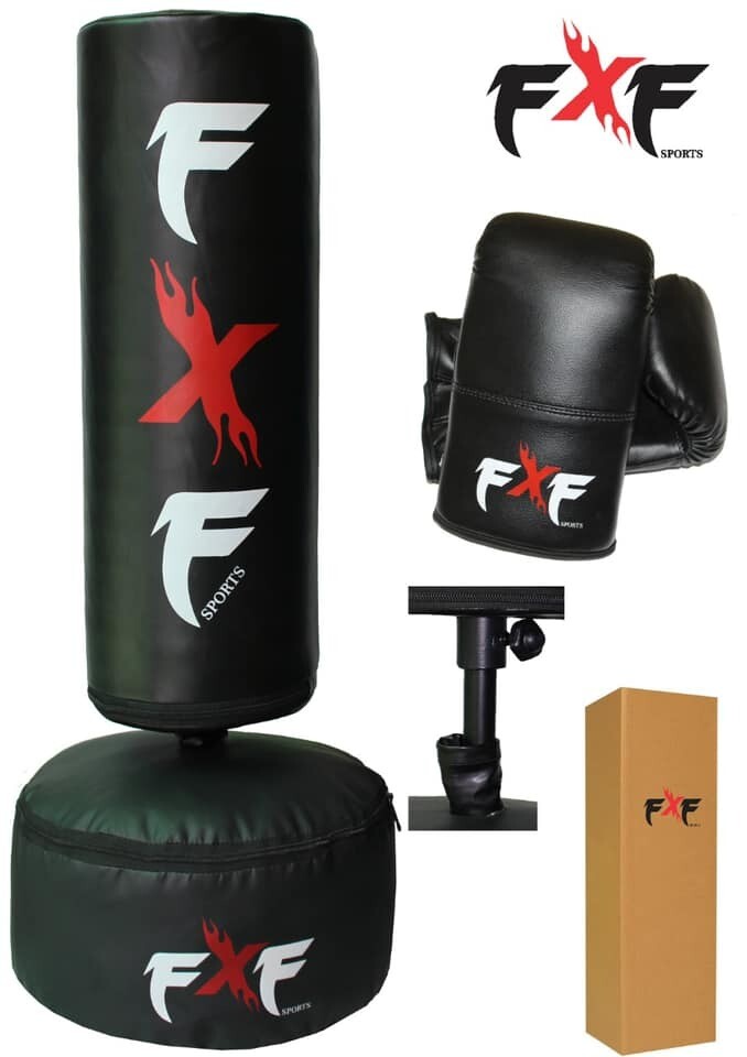 FXF Sports 4ft 360 Punch Bag - Free Standing Boxing Punching Bag Kids - Heavy Duty Target Stand Punch Bag Excellent for Boxing Kick Boxing Mixed Martial Arts MMA Home Gym Exercise Training Equipment