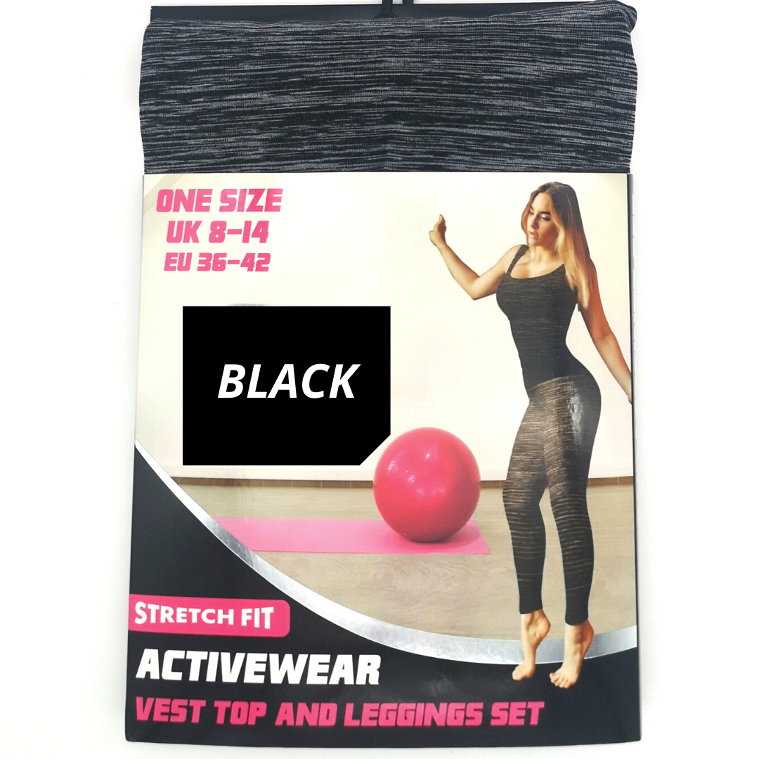 FXF Sports Ladies Vest Top and Legging Gym Wear Set for Women Fitness Workout Outfit 2 Piece Set Sports Yoga Running One Size UK 8-14