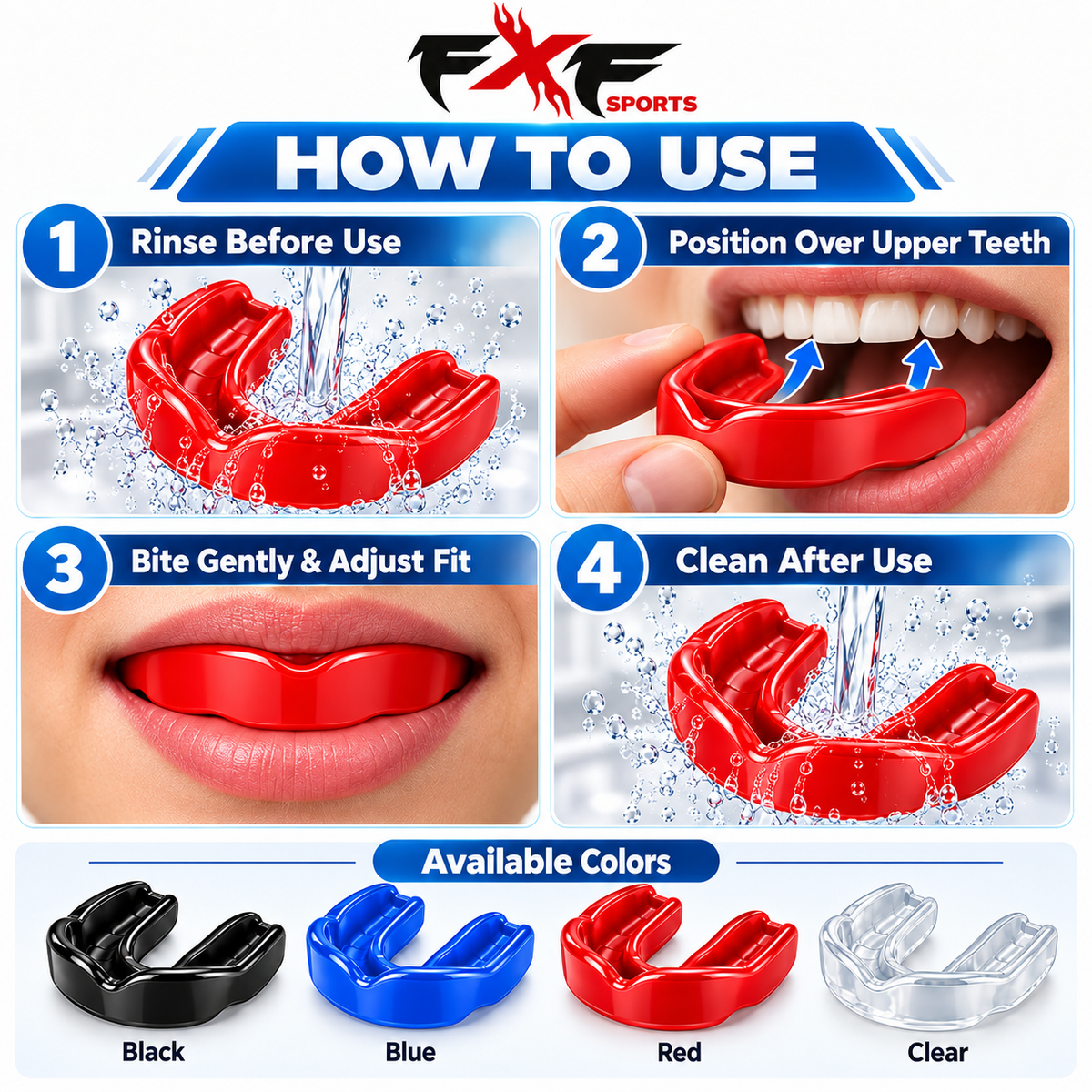 FXF Sports Mouth Guards/Gum Shield Sports Mouthguard Boxing, MMA, Rugby, Muay, Thai, Hockey, Judo, Karate, Martial Arts Outdoor Sports