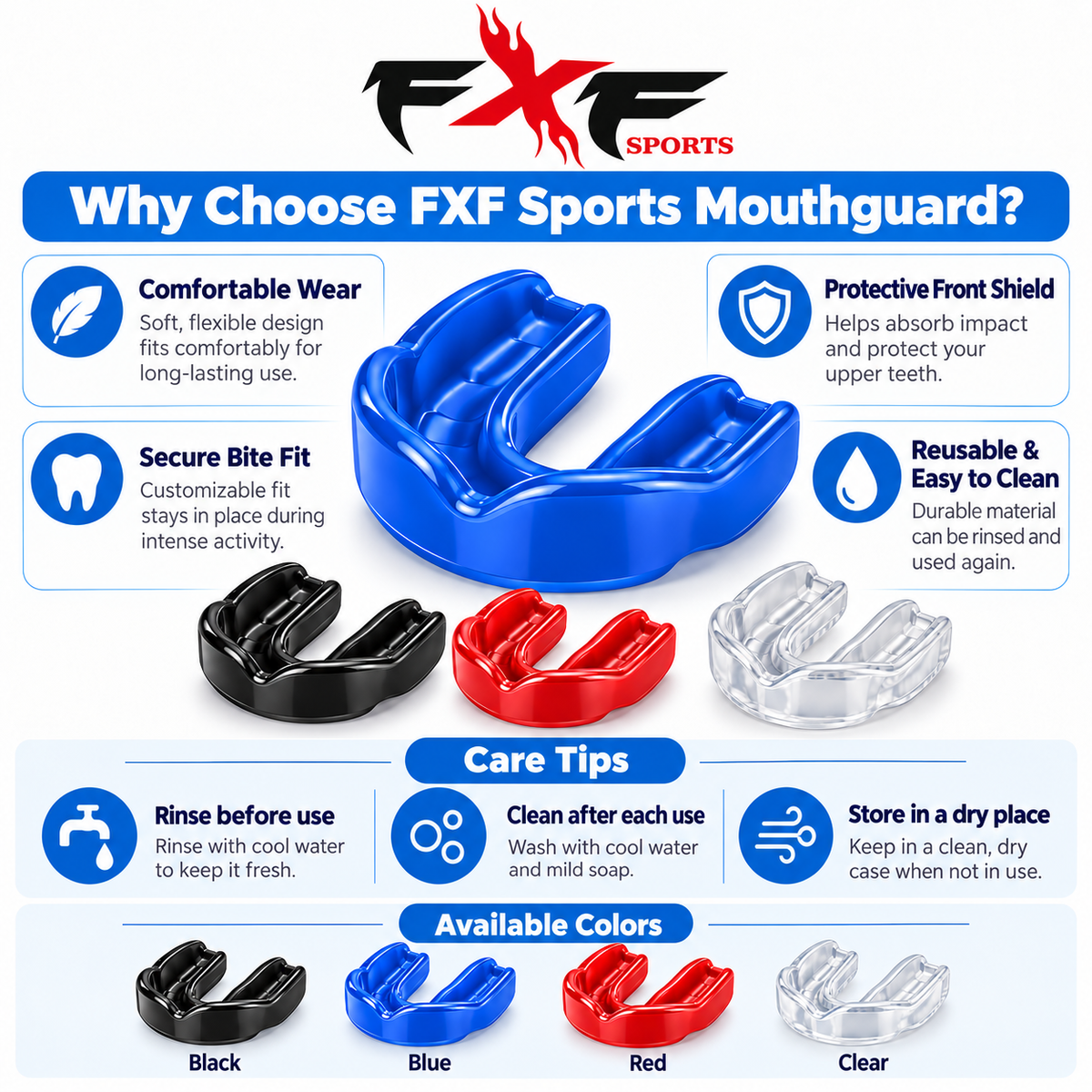 FXF Sports Mouth Guards/Gum Shield Sports Mouthguard Boxing, MMA, Rugby, Muay, Thai, Hockey, Judo, Karate, Martial Arts Outdoor Sports