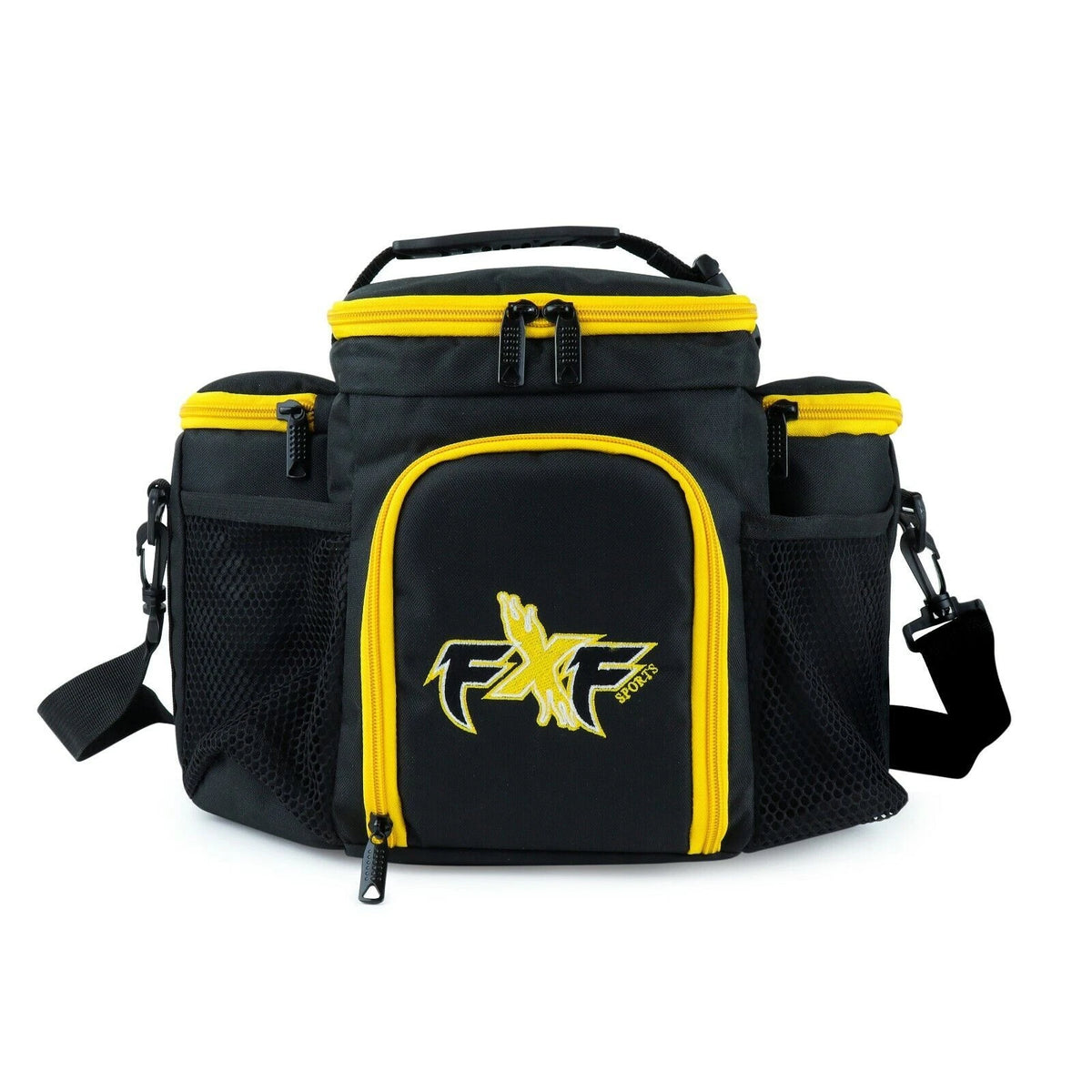 FXF Sports Meal Prep Bag - Insulated Lunch Box w/ 3 Portion Control Containers Black/Red/Yelow/Blue